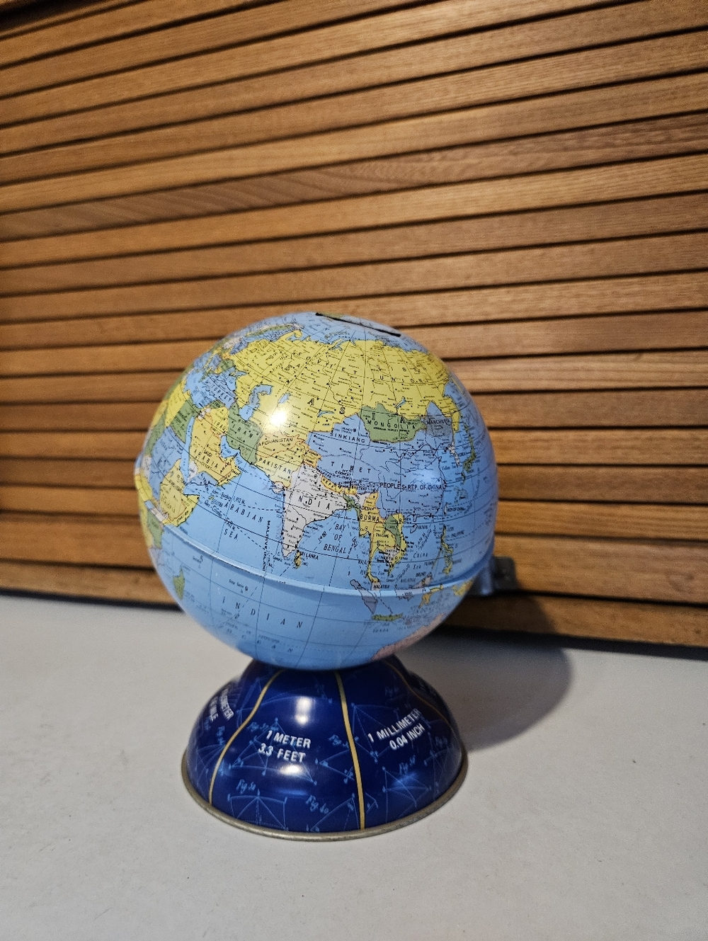 Vintage Tin Globe Money Bank